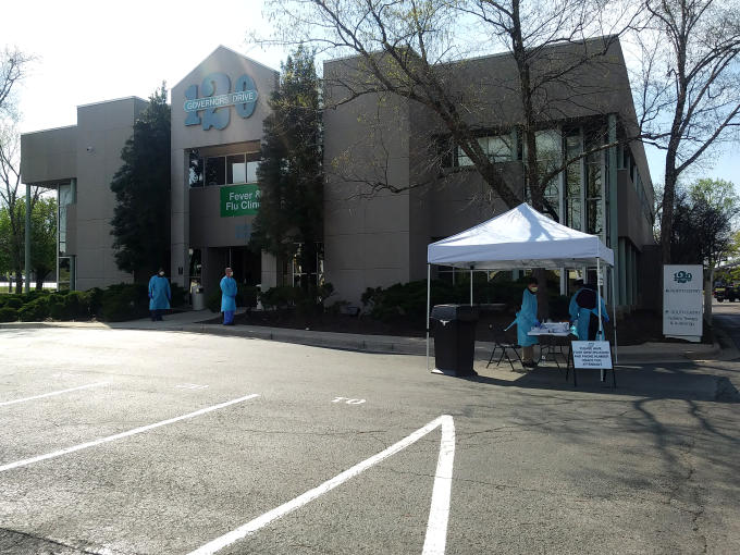 Corona Virus - Huntsville Hospital healthcare workers test for Corona at a drive through.