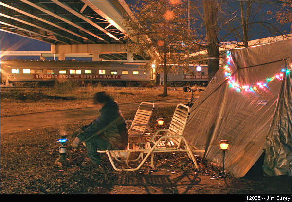 Homeless camps dot the landscape in  Huntsville.