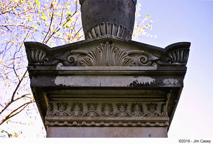 This monument in Huntsville's Maple Hill Cemetery reveals a beautiful relief.