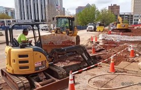 Ground breaking and heavy equipment rolling for Huntsville's new City Hall