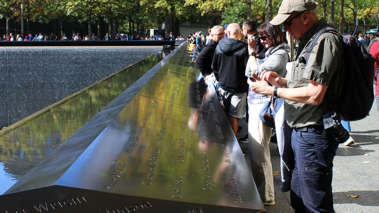 Checking Messages At 911 Memorial