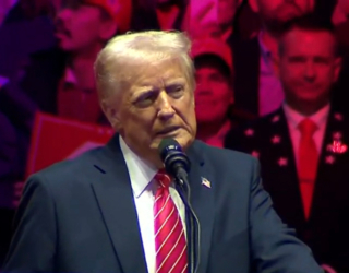 Trump speaks at inaugural victory rally.