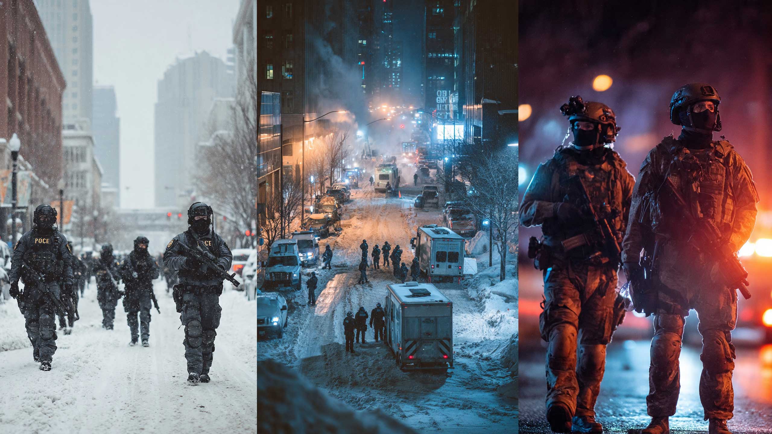 An AI depiction of ICE agents in Minneapolis. (AI) 2026 - Jim Porter Casey