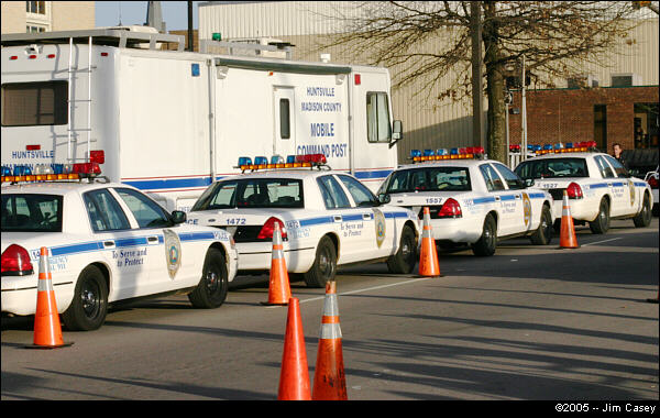 As the day wears on and nears ending police vehicles are postured for the anticipated, hopefully soon, departure of Rudolph -- until tomorrow.